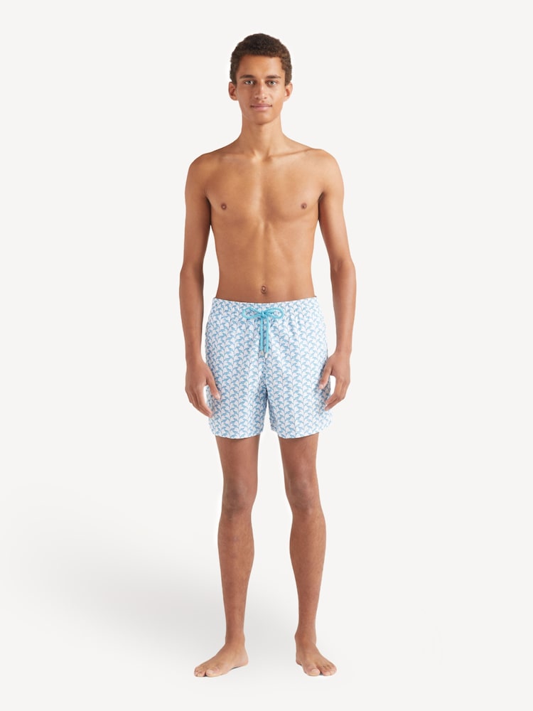 Vilebrequin Moorea Micro Turtles Rainbow Printed Swim White Shorts - Image 1 of 4