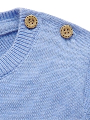 Purebaby Blue Animal Print Embroided 100% Cotton Jumper - Image 2 of 4