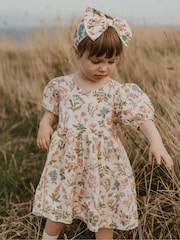 Purebaby Pink Floral Linen Blend Dress - Image 1 of 4