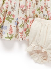 Purebaby Pink Floral Linen Blend Dress - Image 3 of 4