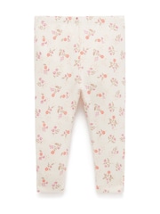Purebaby White Floral Rib Leggings - Image 1 of 4