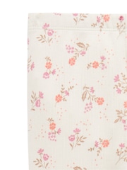 Purebaby White Floral Rib Leggings - Image 2 of 4