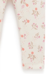 Purebaby White Floral Rib Leggings - Image 4 of 4