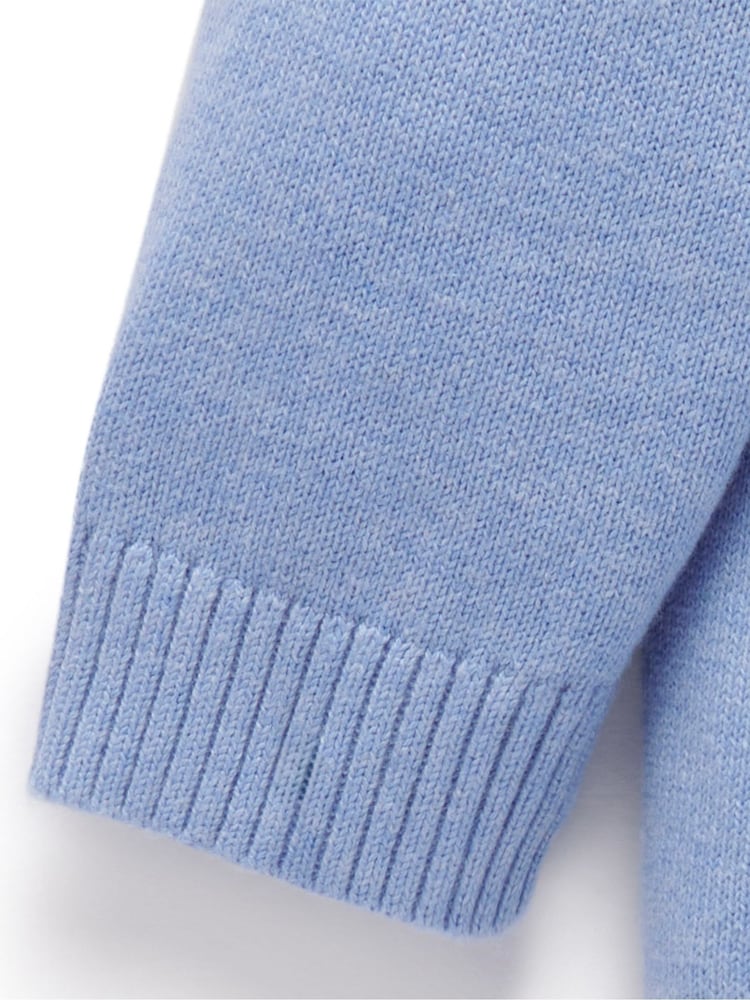 Purebaby Blue Embroidered 100% Cotton Cardigan - Image 4 of 4