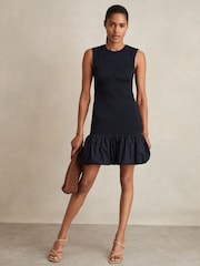 Reiss Belinda Cotton Shirred Bubble-Hem Mini Dress - Image 1 of 6