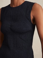 Reiss Belinda Cotton Shirred Bubble-Hem Mini Dress - Image 3 of 6