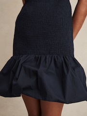 Reiss Belinda Cotton Shirred Bubble-Hem Mini Dress - Image 4 of 6