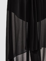 Reiss Black Lucie Petite Sheer-Overlay High-Low Shorts - Image 6 of 7