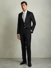 Reiss Navy Oscar Wool-Blend Slim-Fit Suit Trousers - Image 1 of 8