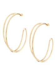 Karen Millen Gold Tone Criss Cross Hoop Earrings - Image 1 of 2