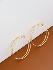 Karen Millen Gold Tone Criss Cross Hoop Earrings - Image 3 of 4