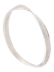 Karen Millen Silver Tone Textured Twist Narrow Bangle - Image 1 of 3