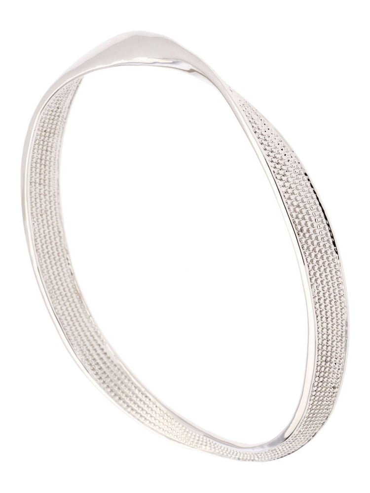Karen Millen Silver Tone Textured Twist Narrow Bangle - Image 1 of 3