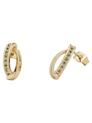 Karen Millen Gold Tone Oval Pave Chain Stud Earrings - Image 2 of 2
