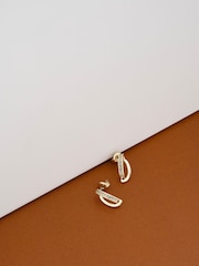 Karen Millen Gold Tone Oval Pave Chain Stud Earrings - Image 4 of 5