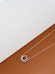 Karen Millen Silver Tone Crystal Ribbon Pendant Necklace - Image 3 of 4