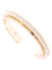 Karen Millen Gold Tone Crystal Diagonal Cuff Bracelet - Image 1 of 2