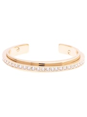 Karen Millen Gold Tone Crystal Diagonal Cuff Bracelet - Image 2 of 2