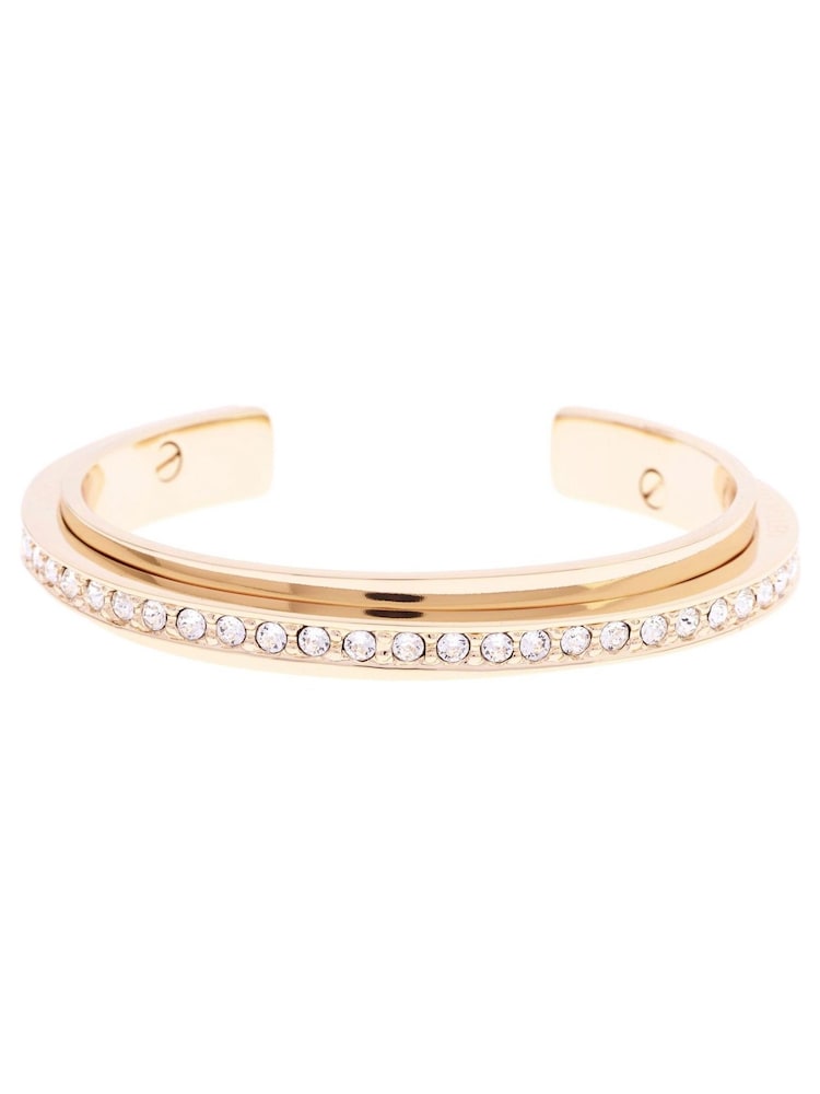 Karen Millen Gold Tone Crystal Diagonal Cuff Bracelet - Image 2 of 2