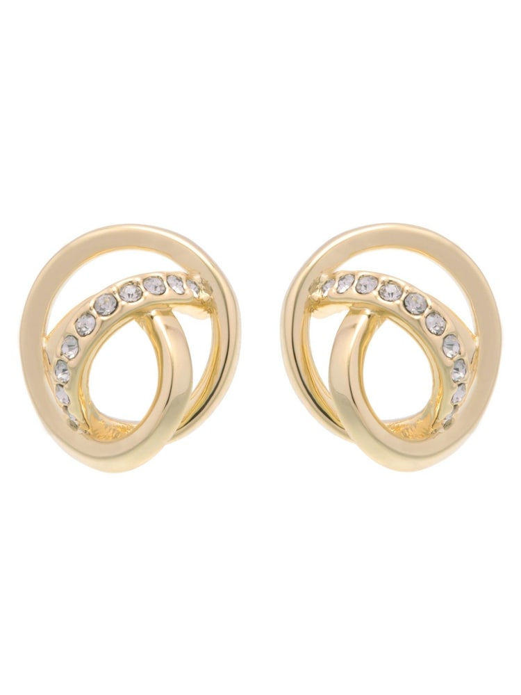 Karen Millen Gold Tone Crystal Ribbon Stud Earrings - Image 1 of 4