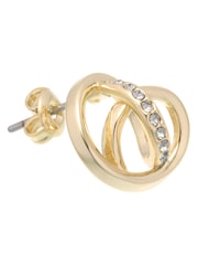 Karen Millen Gold Tone Crystal Ribbon Stud Earrings - Image 3 of 4