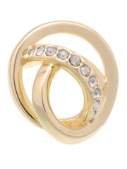 Karen Millen Gold Tone Crystal Ribbon Stud Earrings - Image 4 of 4