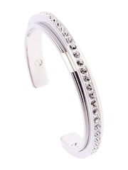 Karen Millen Silver Tone Crystal Diagonal Cuff Bracelet - Image 1 of 2