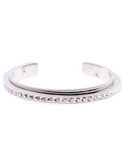 Karen Millen Silver Tone Crystal Diagonal Cuff Bracelet - Image 2 of 2