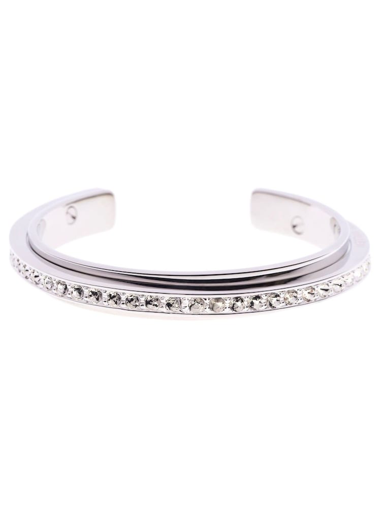 Karen Millen Silver Tone Crystal Diagonal Cuff Bracelet - Image 2 of 2