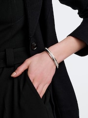 Karen Millen Silver Tone Crystal Diagonal Cuff Bracelet - Image 4 of 4