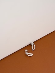 Karen Millen Silver Tone Oval Pavé Chain Stud Earrings - Image 4 of 5