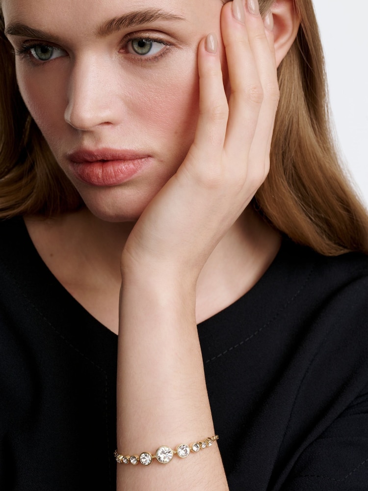 Karen Millen Gold Tone Crystal Flow Bracelet - Image 1 of 6 Karen Millen Gold Tone Crystal Flow Bracelet - Image 1 of 6