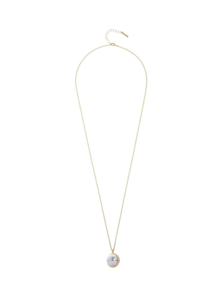 Karen Millen Gold Tone Large Pearl Ball Pendant Necklace - Image 1 of 4