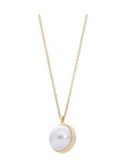 Karen Millen Gold Tone Large Pearl Ball Pendant Necklace - Image 2 of 4