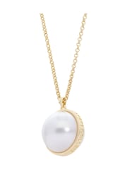 Karen Millen Gold Tone Large Pearl Ball Pendant Necklace - Image 3 of 4