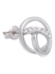 Karen Millen Silver Tone Crystal Ribbon Stud Earrings - Image 3 of 4