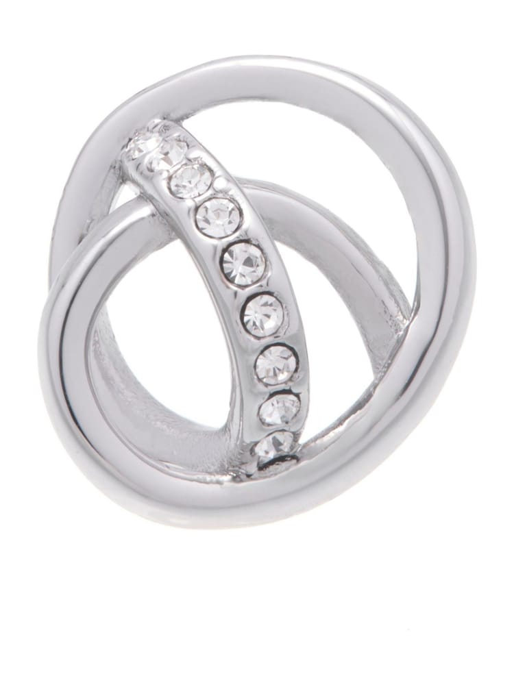Karen Millen Silver Tone Crystal Ribbon Stud Earrings - Image 4 of 4