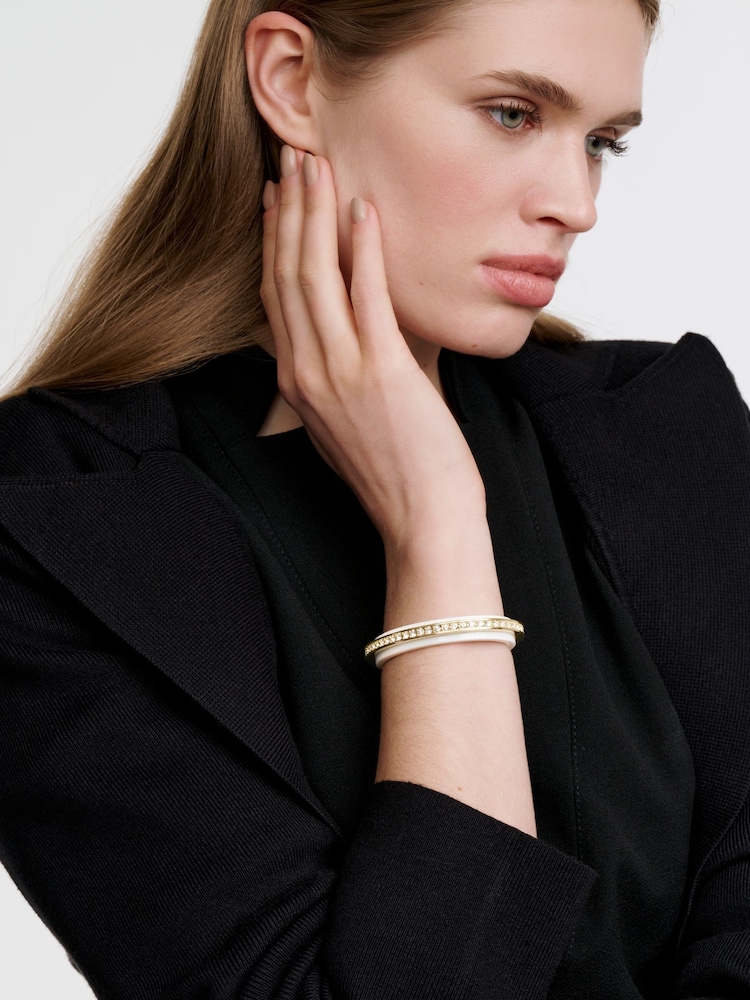 Karen Millen Gold Tone Resin Crystal Cuff Bracelet - Image 2 of 3