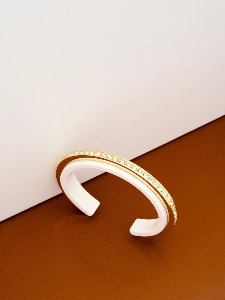Karen Millen Gold Tone Resin Crystal Cuff Bracelet - Image 3 of 3