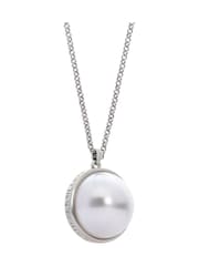 Karen Millen Silver Tone Large Pearl Ball Pendant Necklace - Image 3 of 4