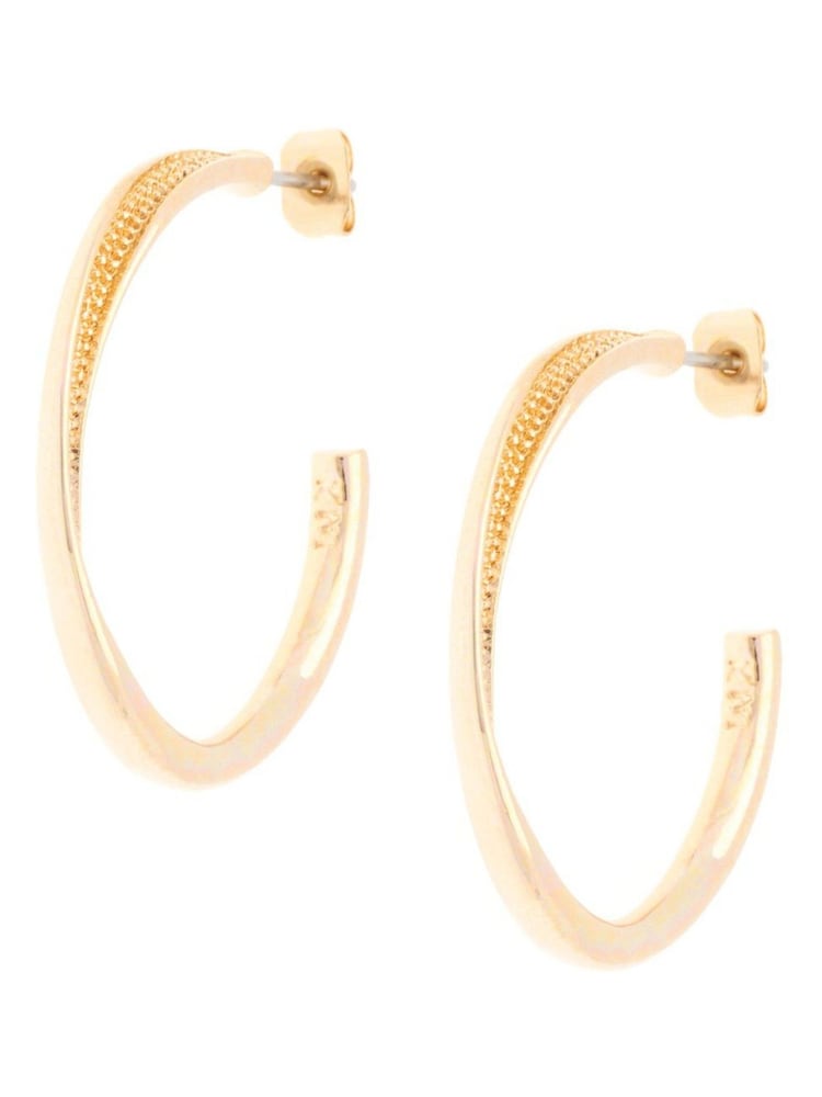 Karen Millen Gold Tone Textured Twist Hoop Earrings - Image 1 of 2