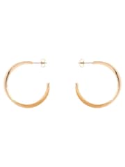 Karen Millen Gold Tone Textured Twist Hoop Earrings - Image 2 of 2