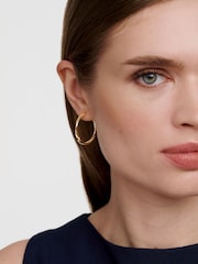 Karen Millen Gold Tone Textured Twist Hoop Earrings - Image 4 of 4