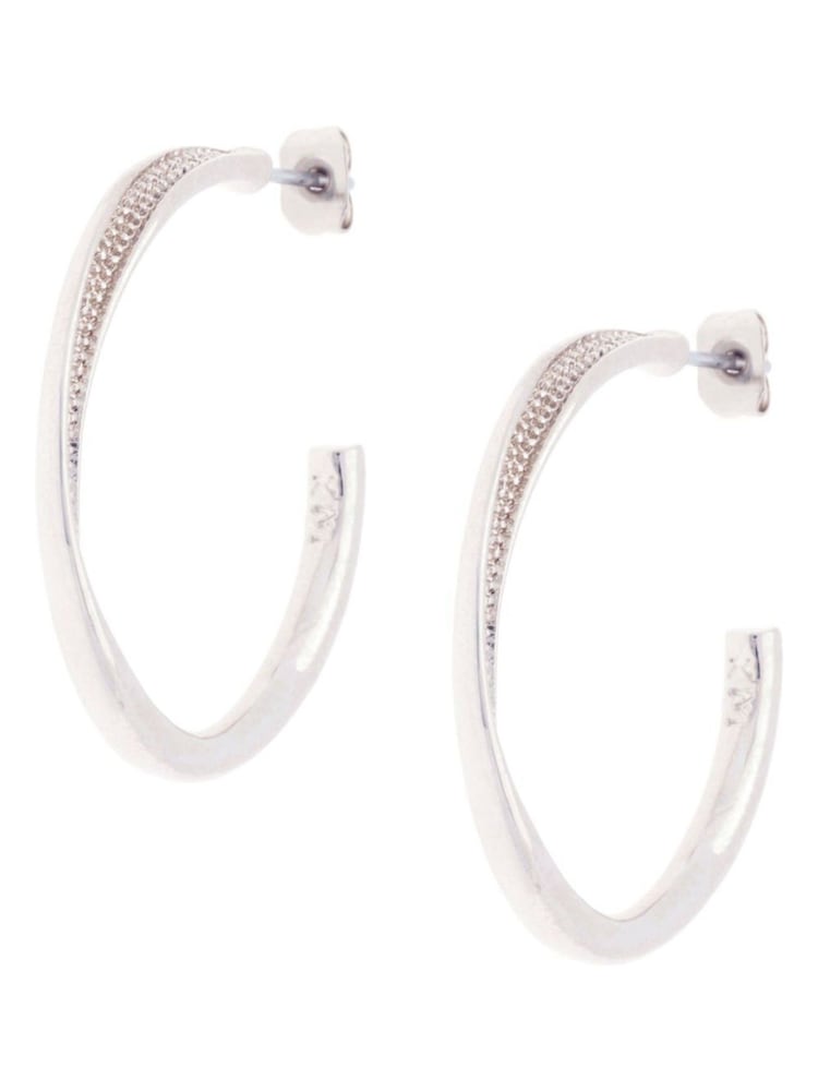 Karen Millen Silver Tone Textured Twist Hoop Earrings - Image 1 of 2
