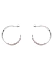 Karen Millen Silver Tone Textured Twist Hoop Earrings - Image 2 of 2
