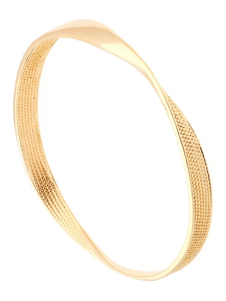 Karen Millen Gold Tone Textured Twist Narrow Bangle - Image 1 of 2