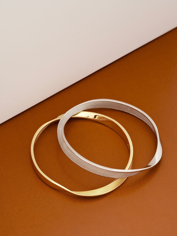 Karen Millen Gold Tone Textured Twist Narrow Bangle - Image 4 of 4