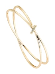 Karen Millen Gold Tone Oval Pave Chain Bangle - Image 1 of 2