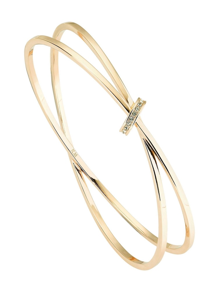 Karen Millen Gold Tone Oval Pave Chain Bangle - Image 1 of 2