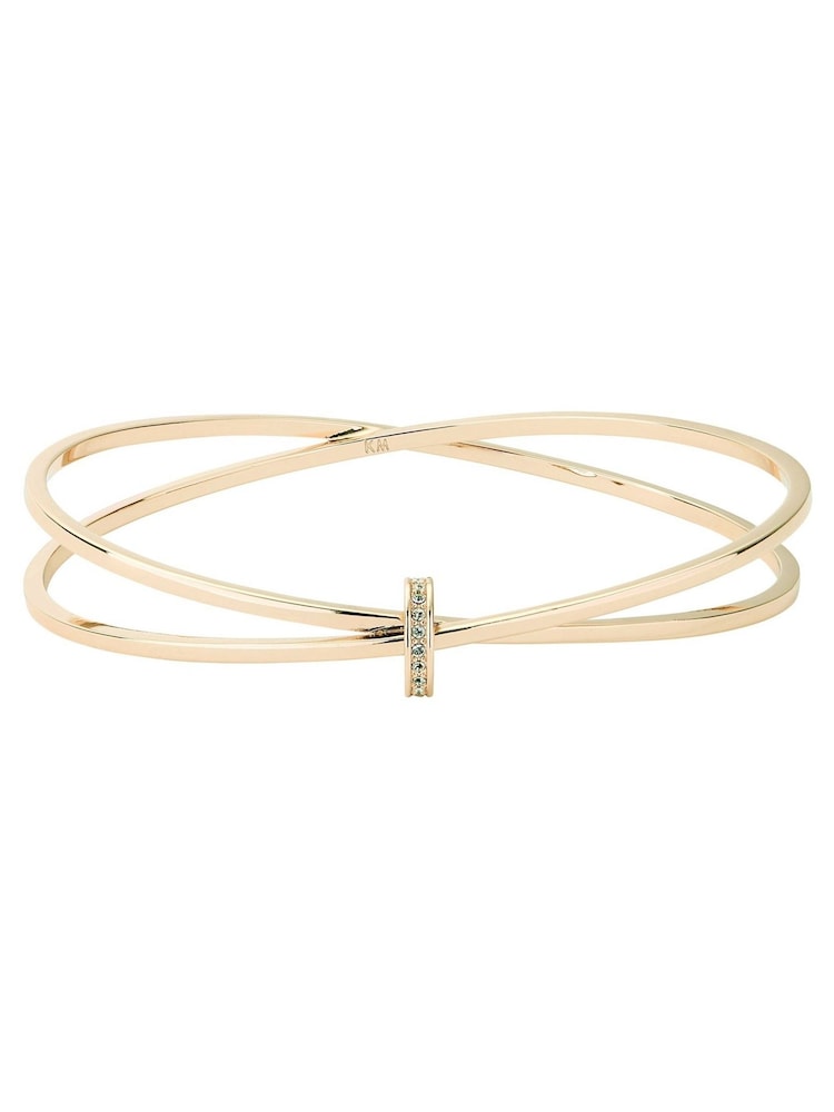 Karen Millen Gold Tone Oval Pave Chain Bangle - Image 2 of 2